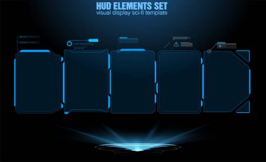HUD elemanları mega set paketi. Gösterge paneli sanal gerçeklik teknolojisi ekranını gösterir. soyut hud ui gui gelecekteki sanal ekran sistemi tasarımı