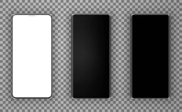 Реалістичний Набір Макетів Смартфона Смартфон Менш Порожній Екран Обернена Позиція — стоковий вектор