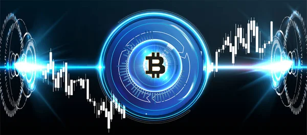 Acciones Divisas Bitcoin Comercio Cambio Divisas Ilustración Stock Para Criptomoneda — Vector de stock