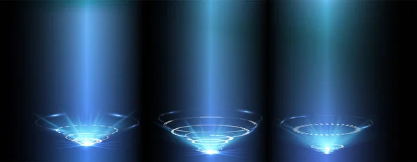 Portales Del Círculo Fantástico Hologramas Aparatos Teletransporte Elementos Alta Tecnología — Vector de stock