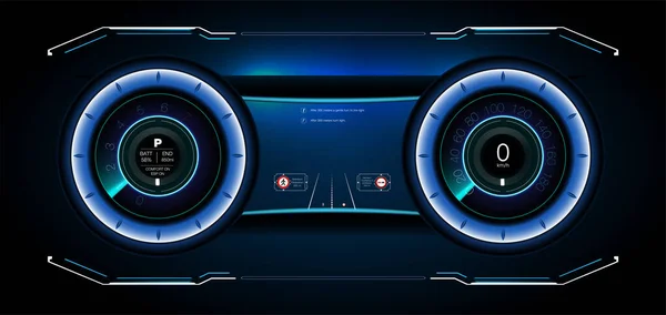 Hud 자동차 Infographic 진단에 Hud 스타일 지향적인 사용자 인터페이스 자동차 — 스톡 벡터
