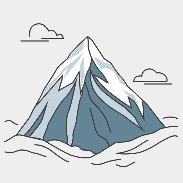 Montaña azul con nubes. Pico nevado . — Archivo Imágenes Vectoriales