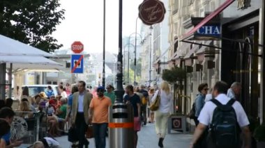 Viyana, Avusturya - 27 Ağustos 2015: Mimarlık, insan ve anıtlar şehir Viyana