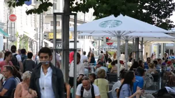 ВЕНА, Австрия - 27 августа 2015 г.: Архитектура, люди и памятники города Вены — стоковое видео