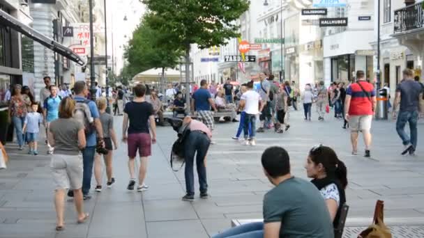 Wiedeń, Austria - 27 sierpnia 2015: architektura, ludzie i zabytki Wiednia — Wideo stockowe