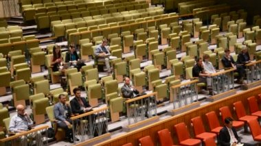 New York, Amerika Birleşik Devletleri - 21 Ağustos 2015: Güvenlik Konseyi odası Birleşmiş Milletler Genel Merkezi