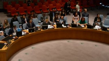 New York, Amerika Birleşik Devletleri - 21 Ağustos 2015: Güvenlik Konseyi odası Birleşmiş Milletler Genel Merkezi