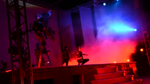 CANCUN, MÉXICO - 24 DE AGOSTO DE 2015: Artistas que realizan actuaciones de fuego — Vídeos de Stock