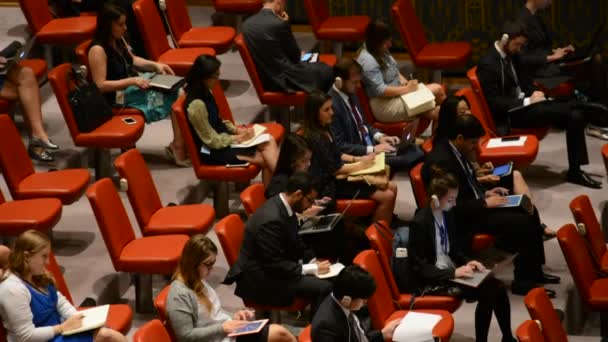 NEW YORK, ÉTATS-UNIS - 21 AOÛT 2015 : Salle du Conseil de sécurité Siège des Nations Unies — Video