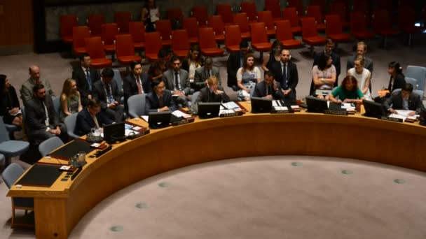 NEW YORK, STATI UNITI - 21 AGOSTO 2015: Camera del Consiglio di Sicurezza Sede delle Nazioni Unite — Video Stock