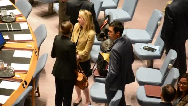 NEW YORK, ÉTATS-UNIS - 21 AOÛT 2015 : Salle du Conseil de sécurité Siège des Nations Unies — Video