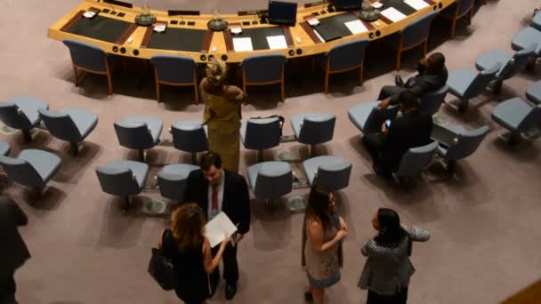 NEW YORK, ÉTATS-UNIS - 21 AOÛT 2015 : Salle du Conseil de sécurité Siège des Nations Unies — Video