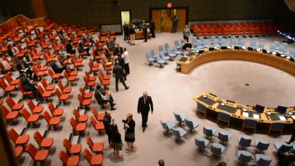 НЬЮ-ЙОРК, ОБЪЕДИНЕННЫЕ ГОСУДАРСТВА - 21 августа 2015 года: Палата Совета Безопасности ООН — стоковое видео
