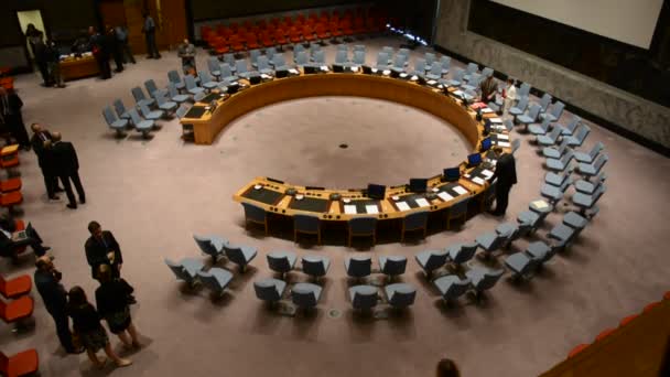NOVA IORQUE, ESTADOS UNIDOS - 21 DE AGOSTO DE 2015: Câmara do Conselho de Segurança Sede das Nações Unidas — Vídeo de Stock