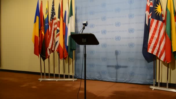 New York, USA - November 16th 2016: säkerhetsrådet kammare Förenta nationernas högkvarter, press rapport ställning — Stockvideo