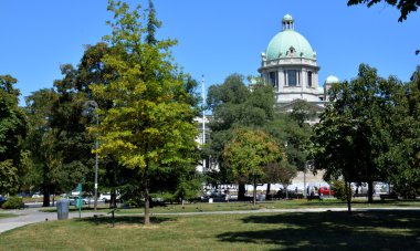 Belgrade, Sırbistan - 15 Ağustos 2016: Sırp Ulusal Meclis Binası - Belgrad, Sırbistan Parlamentosu