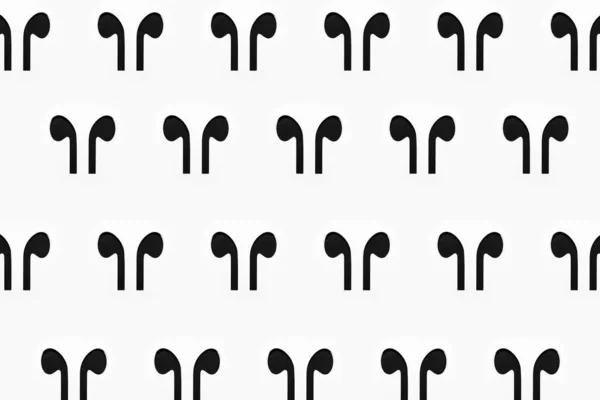 Patrón Auriculares Inalámbricos Auriculares Icono Negro Aislado Sobre Fondo Blanco — Foto de Stock