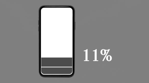 Stop Bewegingsanimatiefotografie Volledig Batterij Oplaadlijn Pictogram Het Scherm Van Smartphone — Stockvideo