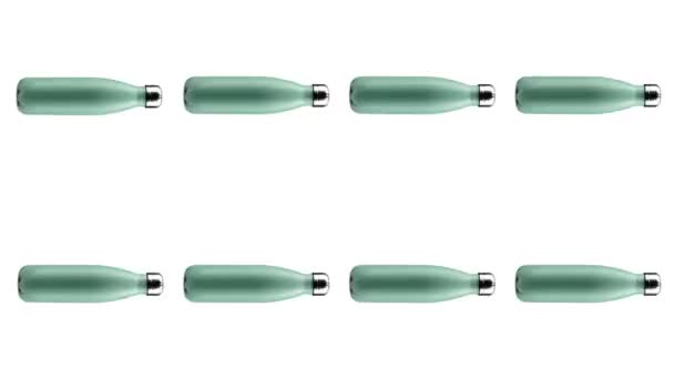 Detener Fotografía Animación Movimiento Patrón Colorido Eco Botellas Agua Termo — Vídeos de Stock