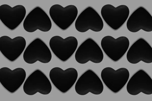 Patrón Blanco Negro Corazones Sobre Fondo Gris — Foto de Stock