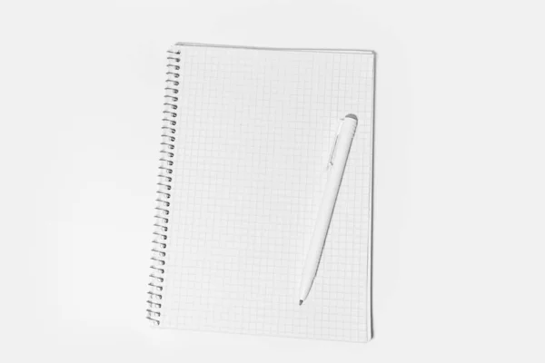 Close Empty Notebook Pen Isolated White Background Top View — Stock Photo, Image