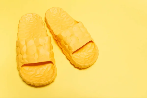 Close View Yellow Slippers Yellow Background — Photo