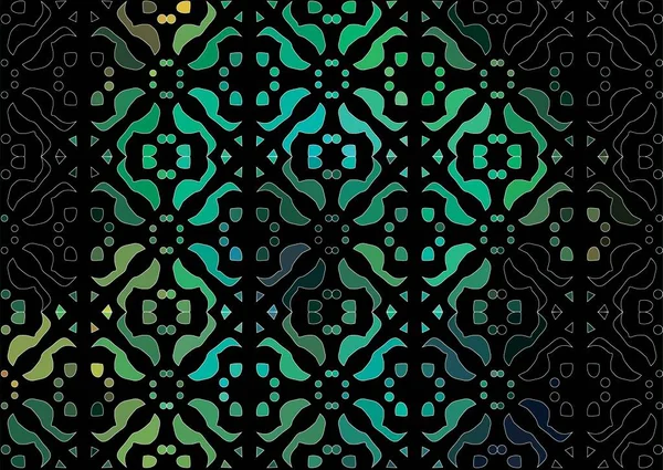 Koyu yeşil, geometrik dairelerin siyah vektörü, şekiller. Renkli mozaik pankart. Renk gradyanı olan geometrik arkaplan. Tasarımınız için basit şablon