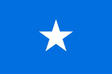Açık mavi arka planı ve beyaz yıldızı olan Somali bayrağı. Somali ulusunu, mirasını, kültürünü ve resmi kimliğini temsil ediyor.