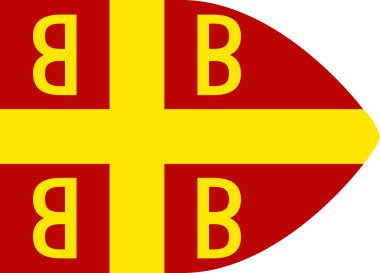 Tarihsel 14. yüzyıl Bizans İmparatorluğu sancağı, kırmızı sahada altın çift başlı kartal, Ortodoks inancını, imparatorluğunu ve Konstantinopolis 'i temsil ediyor..