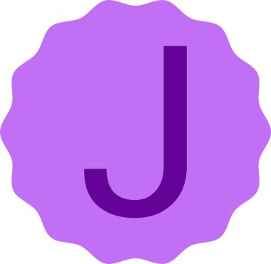 Sade beyaz arkaplan üzerinde zarif mor J vektör tasarımı. Eğitim malzemeleri, tipografi sanatı, yaratıcı alfabe projeleri, posterler ve modern logo kavramları için idealdir..