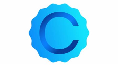 C harfinin dairesel bir çerçevenin içinde elektrik mavisi gradyanı olan 3D animasyonu. Şeffaf arkaplan görüntüleri logo açıklamaları, hareket grafikleri, giriş ve markalaşma klipleri için mükemmel.