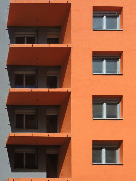 New builiding with orange wall and windows
