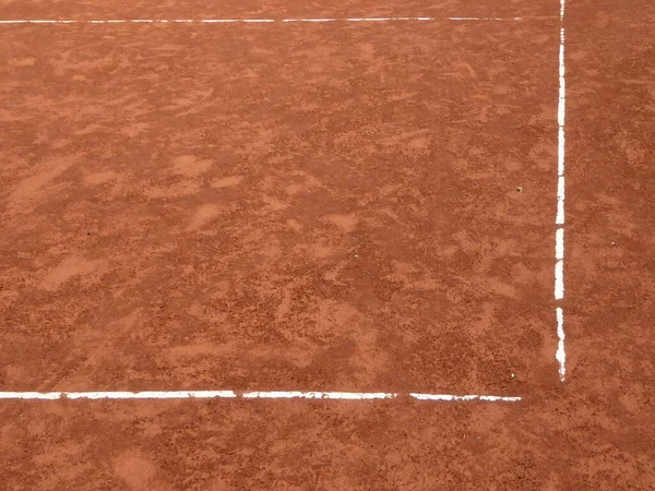 Lignes Coin Sur Court Tennis Terre Battue — Photo