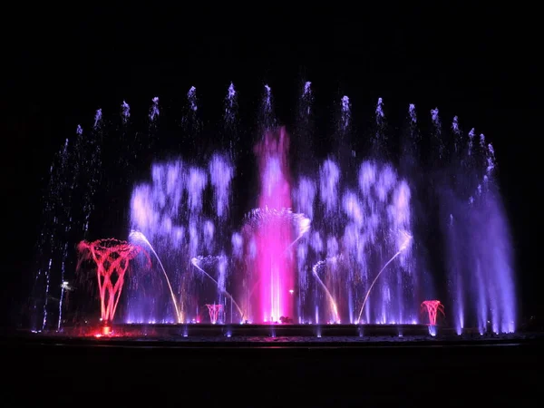 Budapest Hungria Setembro 2019 Fonte Musical Colorida Magnífico Show Noturno — Fotografia de Stock