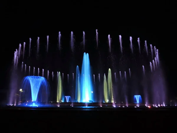 Budapest Hungria Setembro 2019 Fonte Musical Colorida Magnífico Show Noturno — Fotografia de Stock