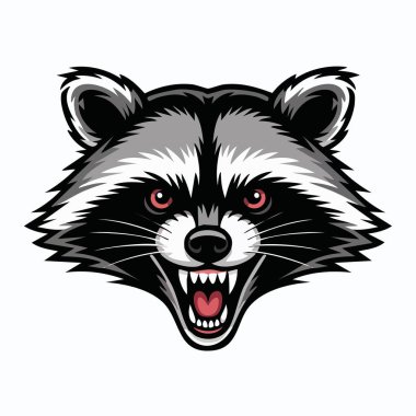 Tasarım için ayrıntılı hırıldayan rakun baş illüstrasyonuName