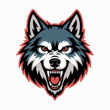 Marka ve takım logoları için uygun vahşi kurt kafası amblemi.