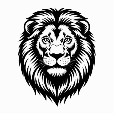 Yele ve yüz özelliklerini vurgulayan stilize aslan baş illüstrasyonu