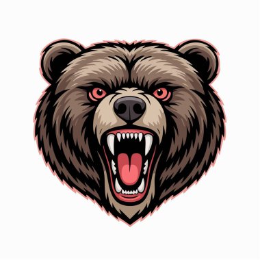 Şiddetli kükreyen ayı kafası, yakın çekime odaklanmış.