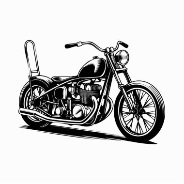 Profilde gösterilen klasik bir klasik motosiklet. Krom motoru ve kalın çerçevesini vurguluyor.