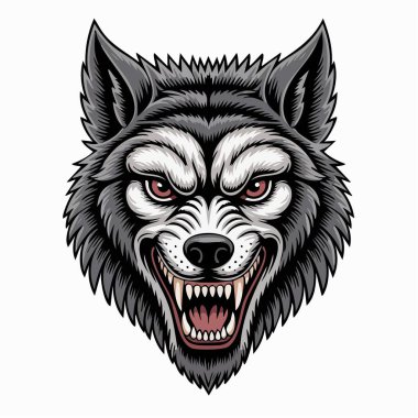 Vahşi, hırıltılı bir kurdun kafasının önü..