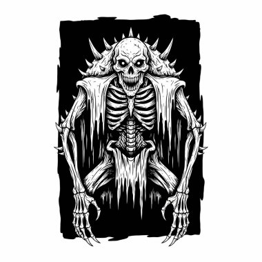 Dikenli pelerinli ve tehditkar duruşu olan iskeletli ölümsüz şahsiyet.