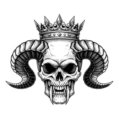 Ayrıntılı kafatası büyük boynuzlu bir taç giyiyor.