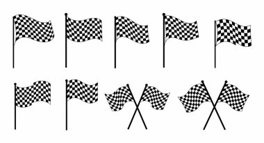 Direkler üzerinde dalgalanan kareli bayrakları kapatın