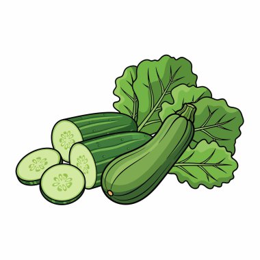 Taze yeşil sebzeler, kabak, salatalık ve yapraklı marul, sağlıklı yemek ve vejetaryen temaları için mükemmel..