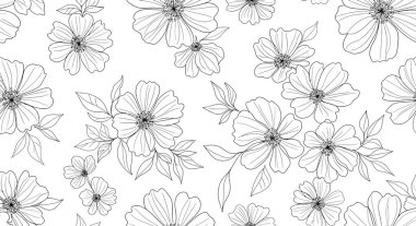 Özetlenmiş çiçek ve yapraklardan oluşan kusursuz bir desen. Tasarım ince çizgileri ve karmaşık detayları olan zarif botanik elementleri sergiliyor..