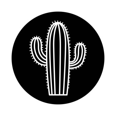 Siyah Çemberdeki Beyaz Saguaro Kaktüsünün Grafik Simgesi