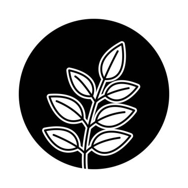 Siyah Çember Simgesi Bir Bitkinin Beyaz Dış Çizgisi ve Yaprakları