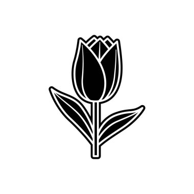 Yapraklı Lale Çiçeğinin Zarif Tasarımı, Çiçek Simgesi, Basit Tasarım