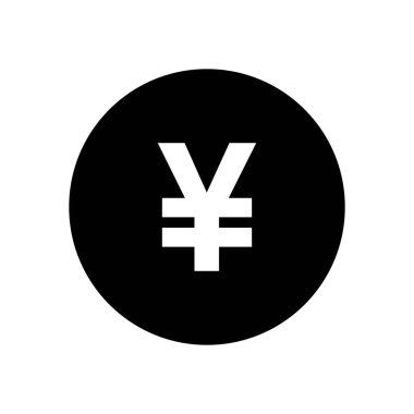Japon Yen Para Birimi Sembolünü vurgulayan dairesel Siyah Simge